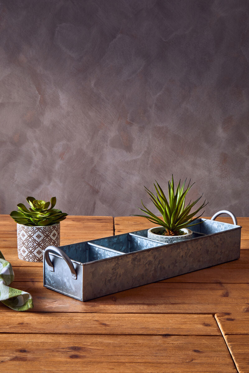 4 Compartment Galvanised Steel Rectangular Tray | Drummond