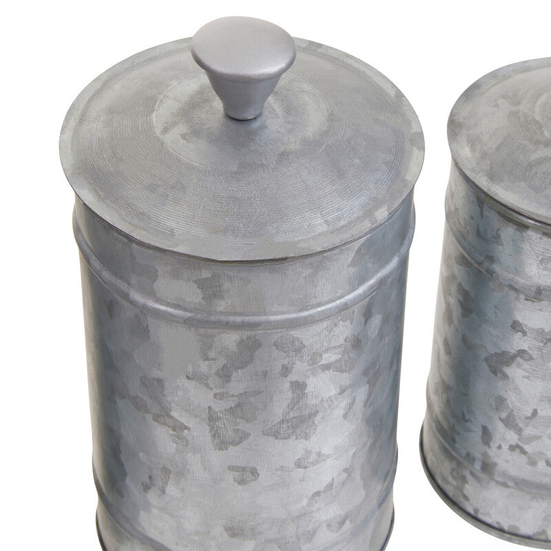 Set of Three Galvanised Steel Canisters | Drummond