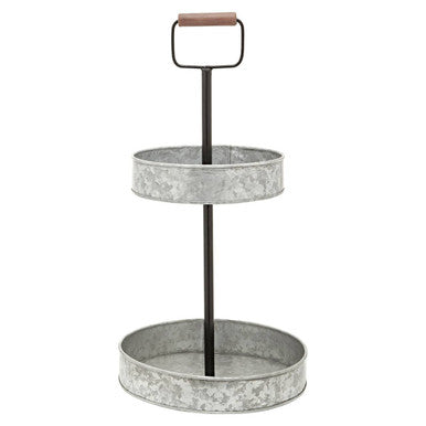 Two Tier Galvanised Steel Cake Stand with Handle | Drummond