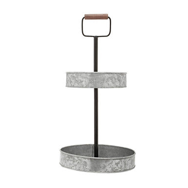 Two Tier Galvanised Steel Cake Stand with Handle | Drummond