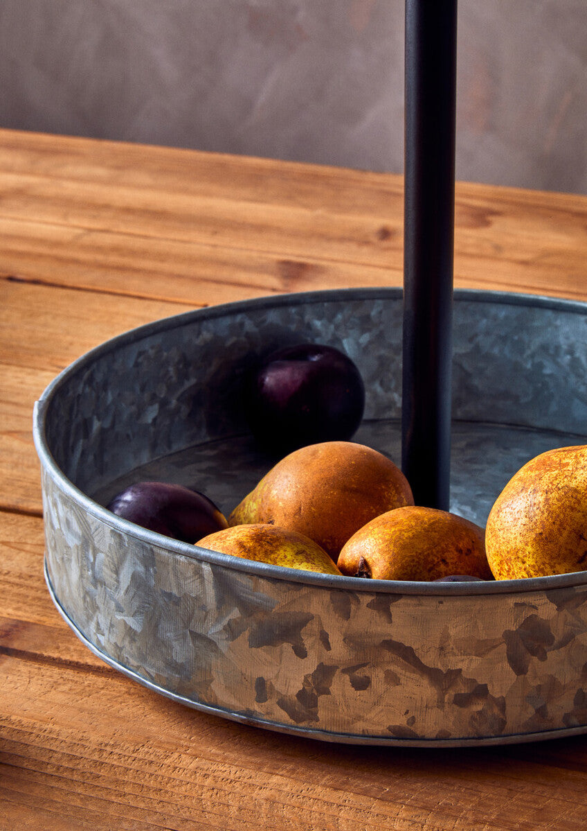 Two Tier Galvanised Steel Cake Stand with Handle | Drummond
