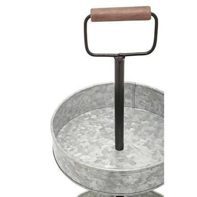 Two Tier Galvanised Steel Cake Stand with Handle | Drummond
