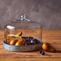 Galvanised Steel Cake Plate with Glass Dome | Drummond