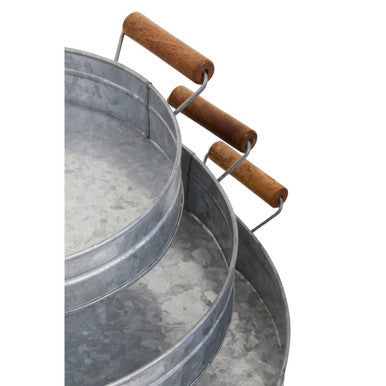 Set of Three Round Galvanised Steel Trays | Drummond