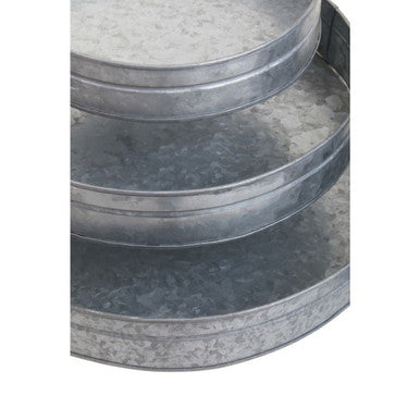Set of Three Round Galvanised Steel Trays | Drummond