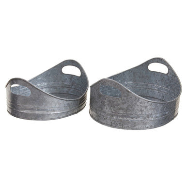 Set of Two Galvanised Steel Oval Trays | Drummond