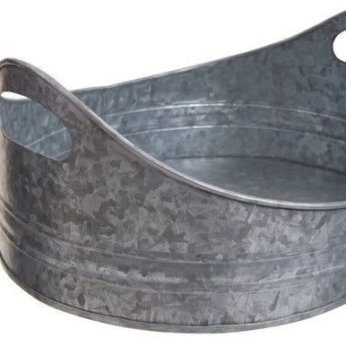 Set of Two Galvanised Steel Oval Trays | Drummond