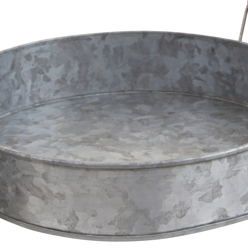 Galvanised Steel Round Tray with Wood Handles | Drummond