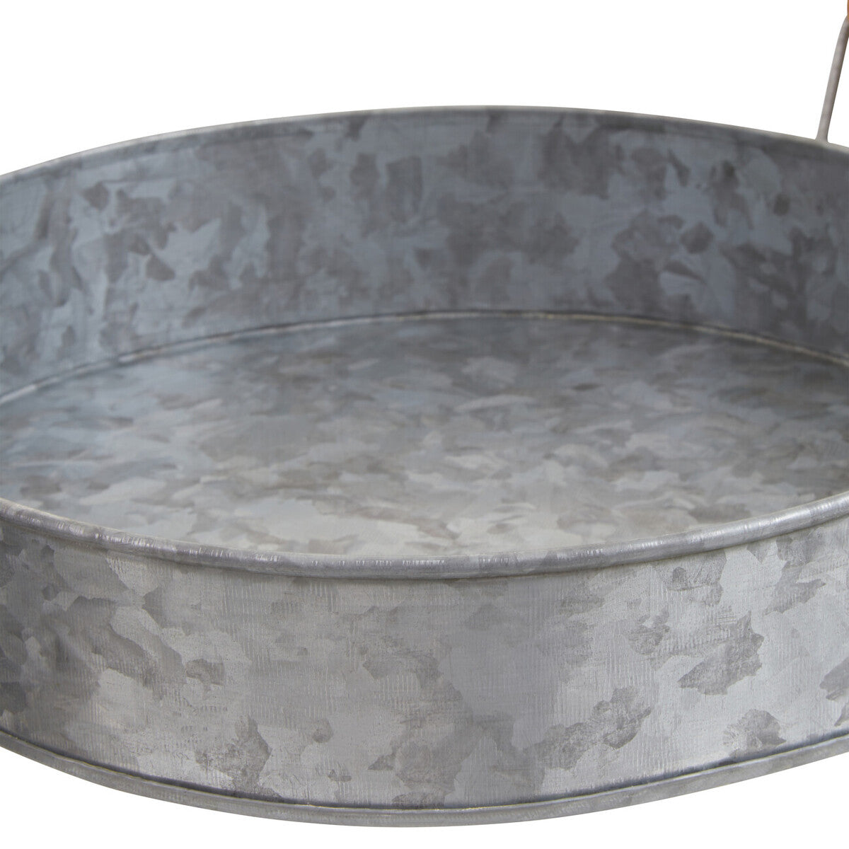Galvanised Steel Round Tray with Wood Handles | Drummond