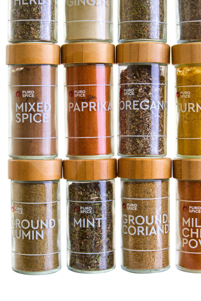 Bamboo Revolving Spice Rack with 16 Jars | Puro