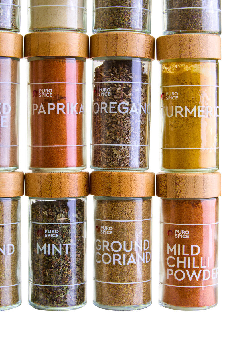Bamboo Revolving Spice Rack with 16 Jars | Puro