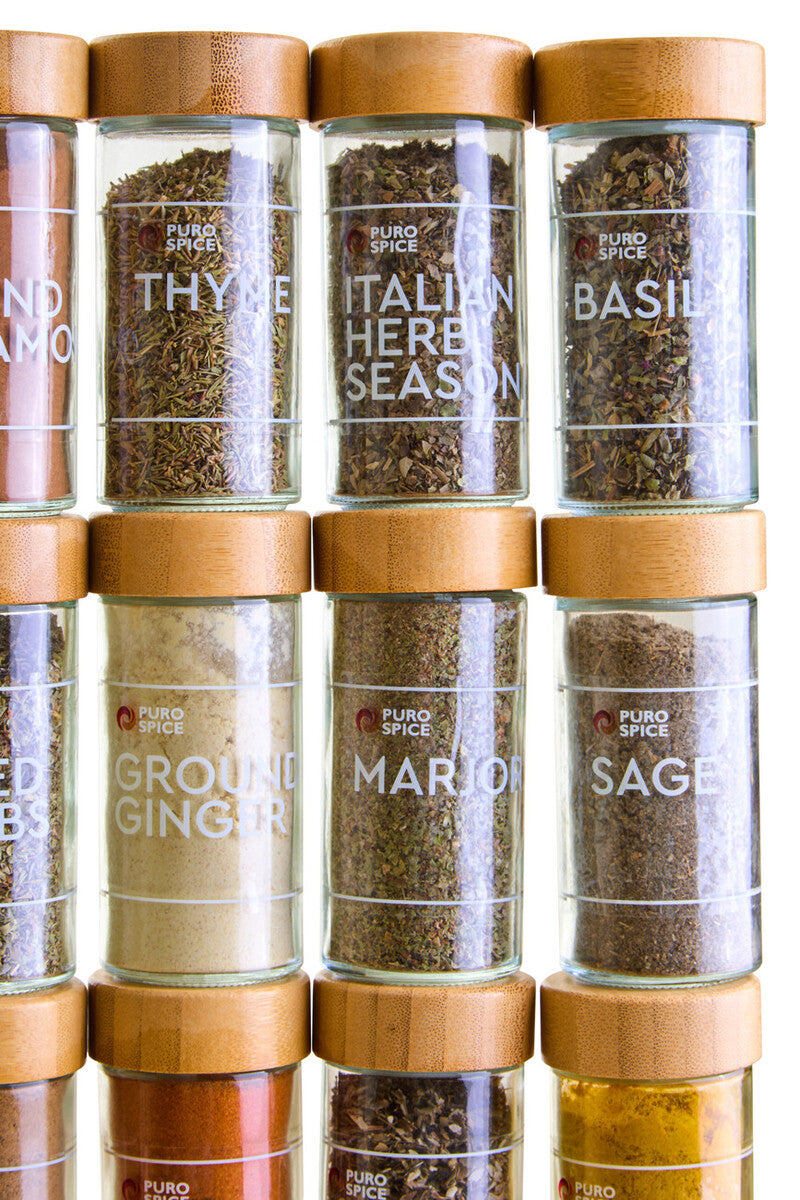 Bamboo Revolving Spice Rack with 16 Jars | Puro