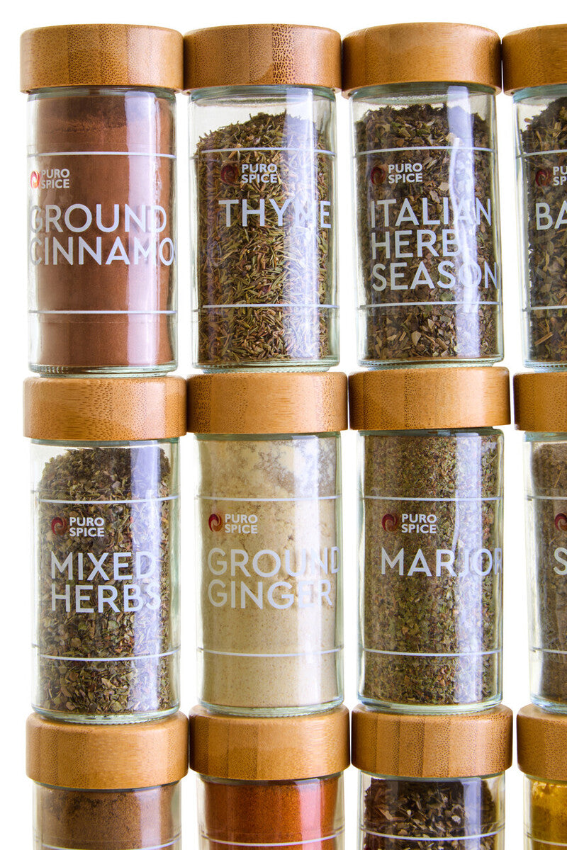 Bamboo Revolving Spice Rack with 16 Jars | Puro