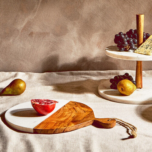 Small Marble and Acacia Wood Paddle Board | Monzaro