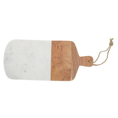 Rectangular Marble and Acacia Wood Paddle Board | Monzaro