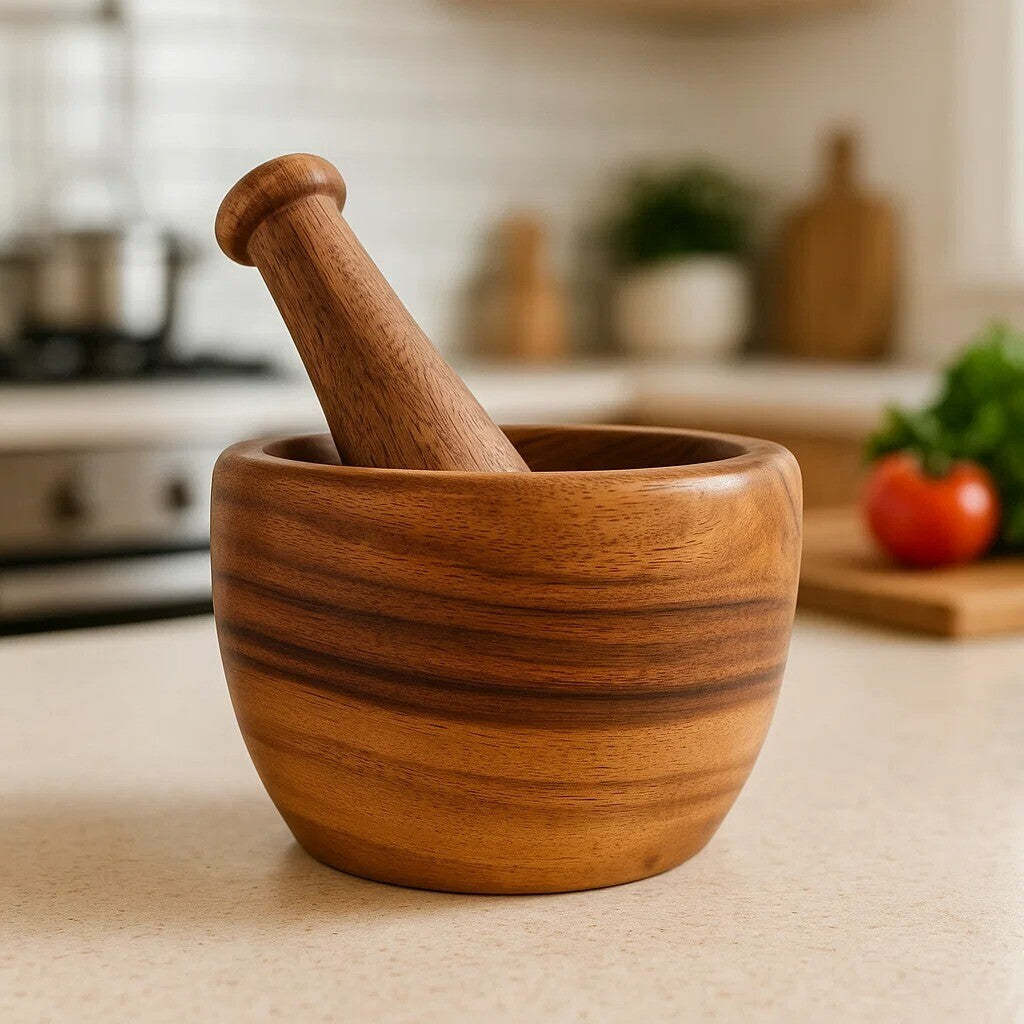 Acacia Wood Tapered Mortar and Pestle | Kora
