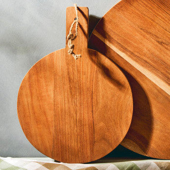 Acacia Wood Large Round Chopping and Serving Board Natural Finish | Socorro