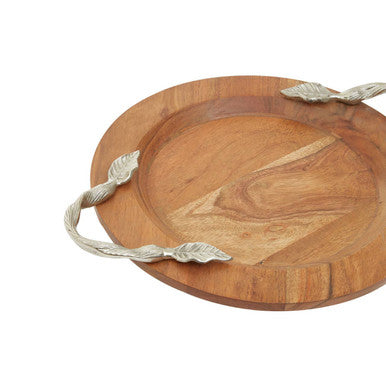 Acacia Wood Small Round Tray | Vine