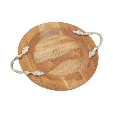 Large Acacia Wood Round Tray | Vine