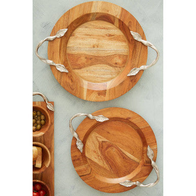 Large Acacia Wood Round Tray | Vine