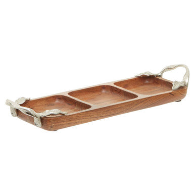 Acacia Wood 3 Section Serving Dish | Vine