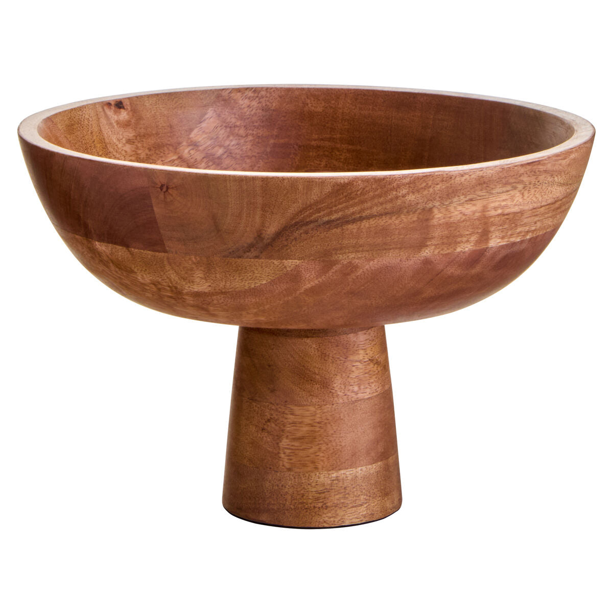 Mango Wood Serving or Fruit Bowl with Pedestal Base | Kara