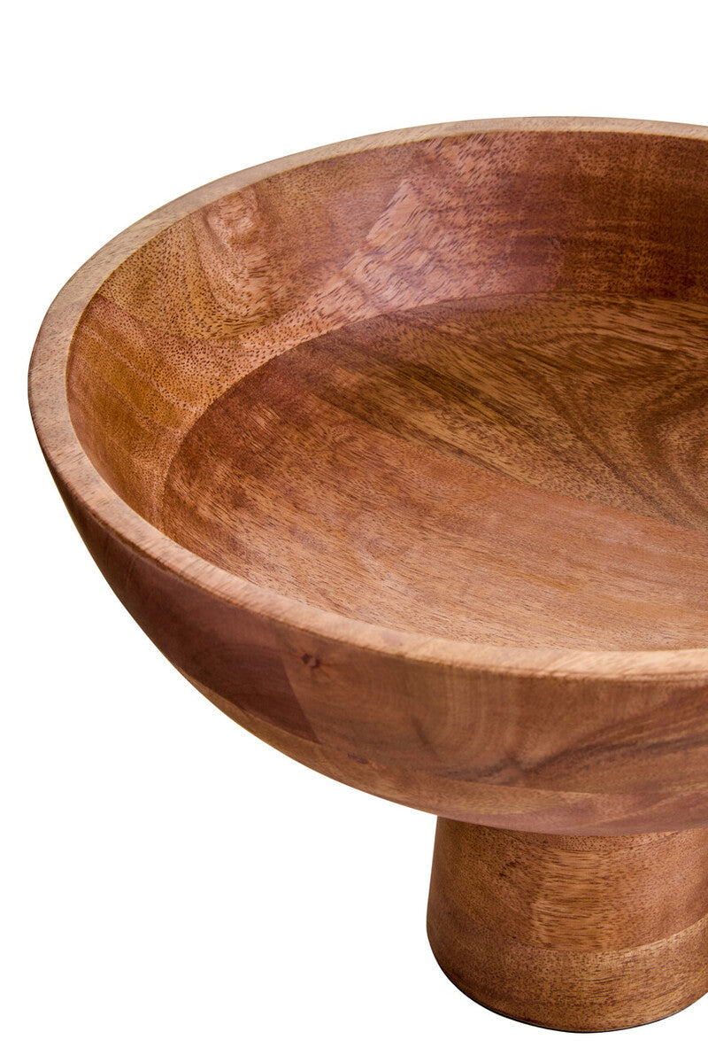 Mango Wood Serving or Fruit Bowl with Pedestal Base | Kara