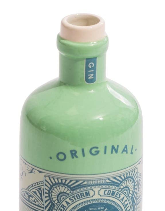 Cambridge Blue" Ceramic Gin Bottle Stem Vase (To Be Bought
