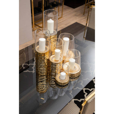 Large Hurricane Gold Candle Holder | Martele
