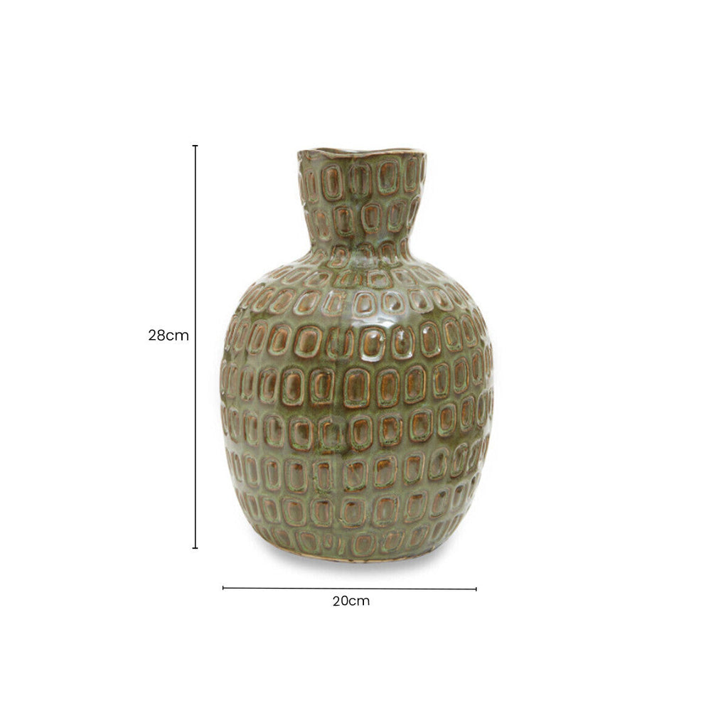 Large Green Textured Ceramic Vase | Yana