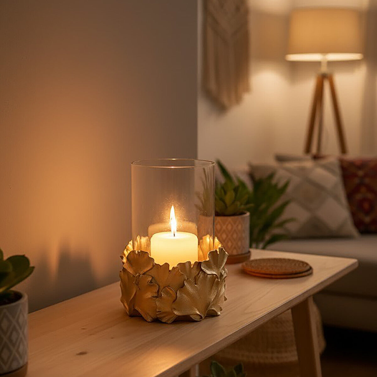 Ginkgo Candle Holder | Boho