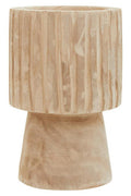 Arlo Natural Engraved Wood Vase with Pedestal Base