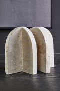 Travertine Set of 2 Arched Bookends | Tibor