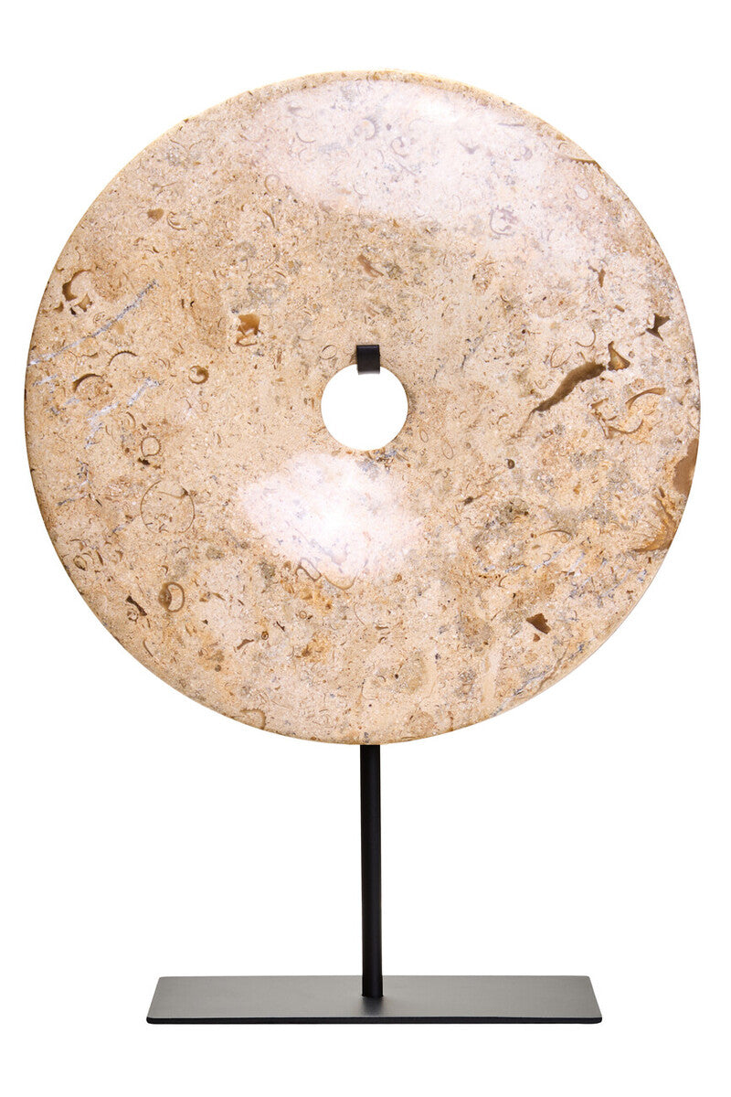 Small Natural Speckled Marble Round Dia 20cm Disc Sculpture | Zoro