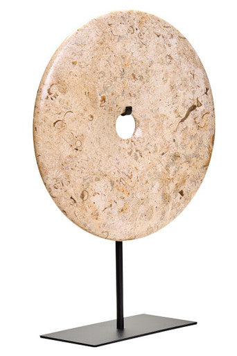 Small Natural Speckled Marble Round Dia 20cm Disc Sculpture | Zoro