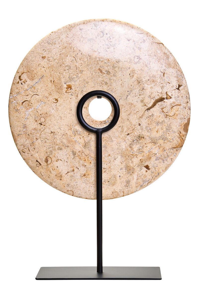 Small Natural Speckled Marble Round Dia 20cm Disc Sculpture | Zoro