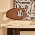 Natural Wood Horizontal Sculpture with Travertine Base | Westo