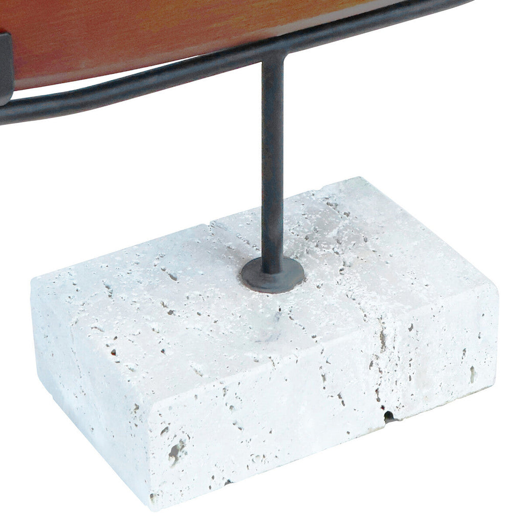 Natural Wood Horizontal Sculpture with Travertine Base | Westo