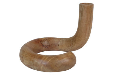 Arlo Natural Wood Candle Holder with Curved Design