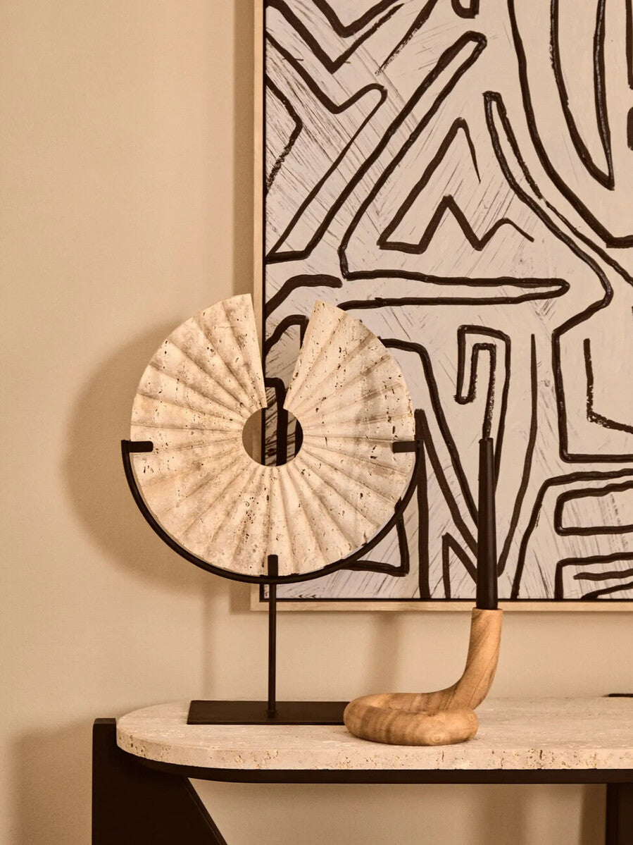 Arlo Natural Wood Candle Holder with Curved Design