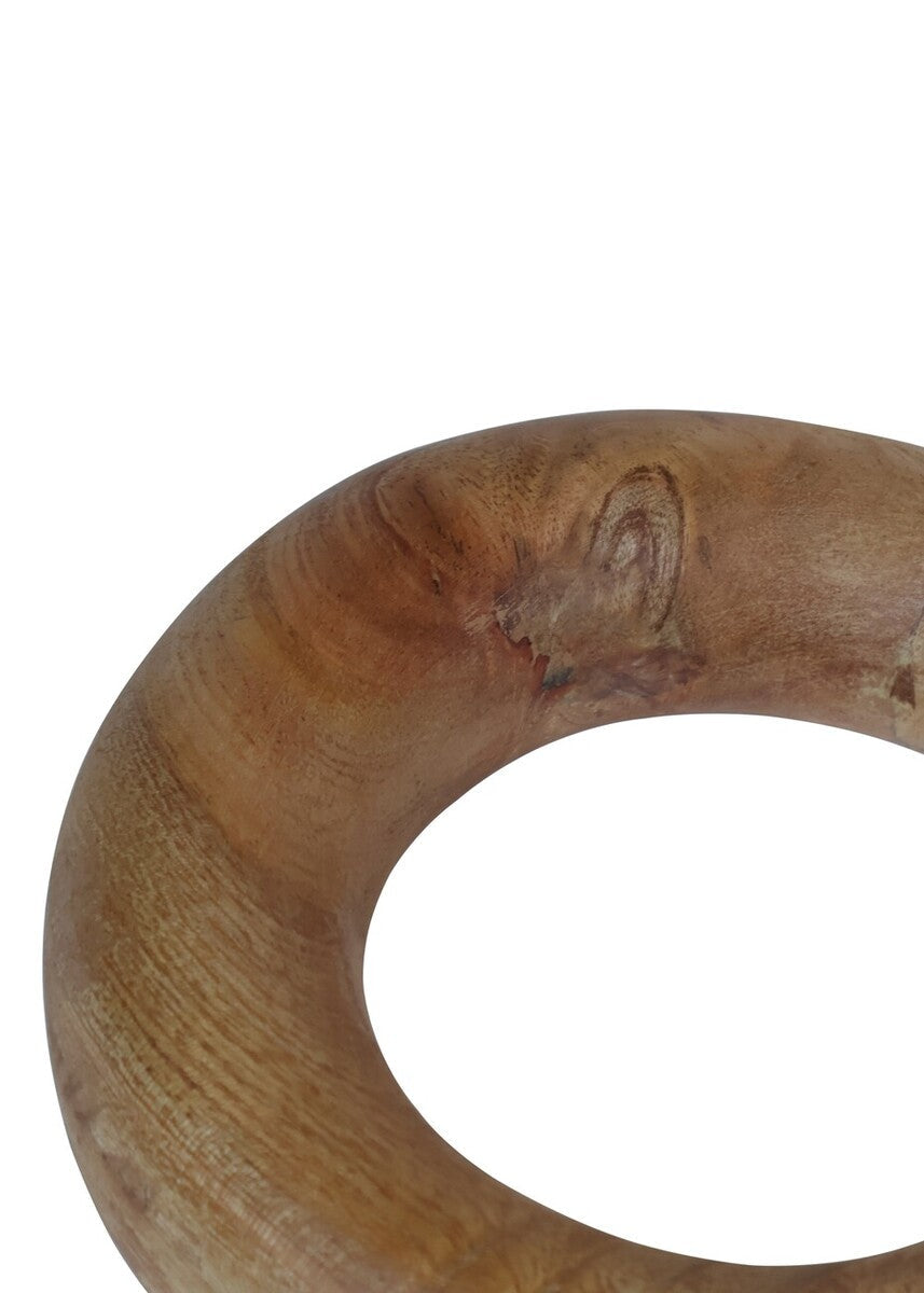 Arlo Natural Wood Candle Holder with Curved Design