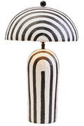 Black and White Stripe Papier Mache Table Lamp with Dome Shade | Carta