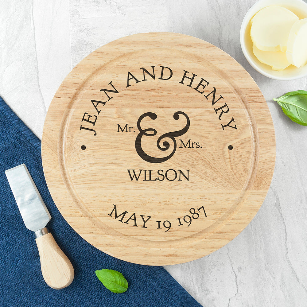Personalised Couple's Classic Cheese Board Set